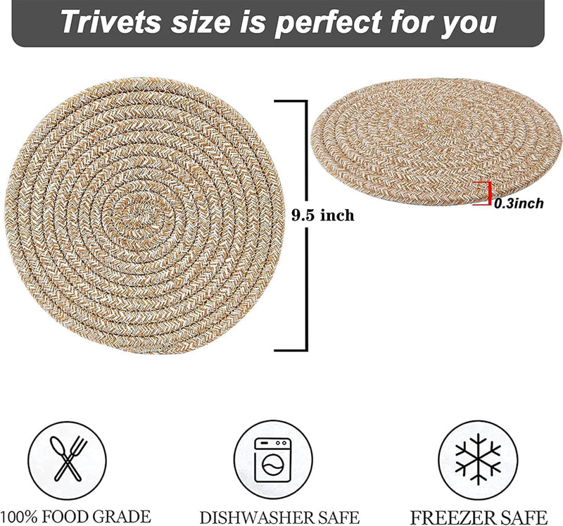 Pot Holders Trivets Set,Potholders for Kitchens, 100% Pure Cotton Thread Weave Trivets for Hot Dishes/Pot/Bowl/Teapot/Hot Pot Holders (24 cm, 8pack) 24 cm 8 Pack
