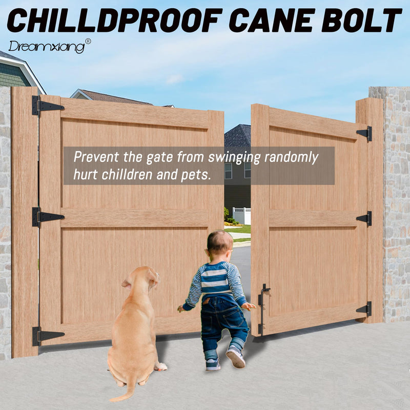 24" Heavy Duty Cane Bolt Gate Drop Rod Extra Thick Hardware Ground Latch for Wood PVC Vinyl Metal Fences Gates, Double Doors, Black Solid Steel-1 Pack 24 Inch 1