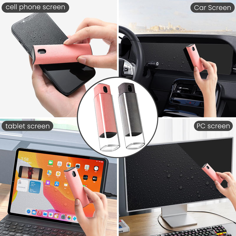 Screen Cleaner Kit 4 Pcs, Two in One Screen Cleaner Spray and Wipe, Touchscreen Mist Cleaner Spray Bottle for Phone/Laptop/Tablet/TV/Monitor/Car Screens 4 Pcs(Grey+Pink+Blue+Purple)