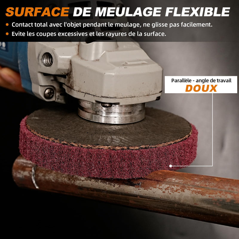 SI FANG 12.5 x 2.2cm Nylon Fiber Sanding Disc, 8 Pack Grit 320/180 Polishing Wheel for Angle Grinder, Cleaning, Deburring and Rust Removal | Polishing wheel for angle grinders 320/180 grit for cleaning, deburring and rust removal