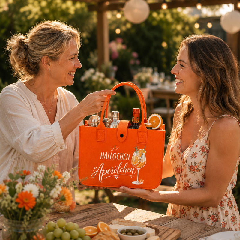 Orange Aperol Spray Felt Bag Gift for Women Cocktail Party | Aperol Felt Gift Bag, Handbag Gifts for Women Picnic Beach Garden Party Aperol Accessories 30 x 20 x 18 cm