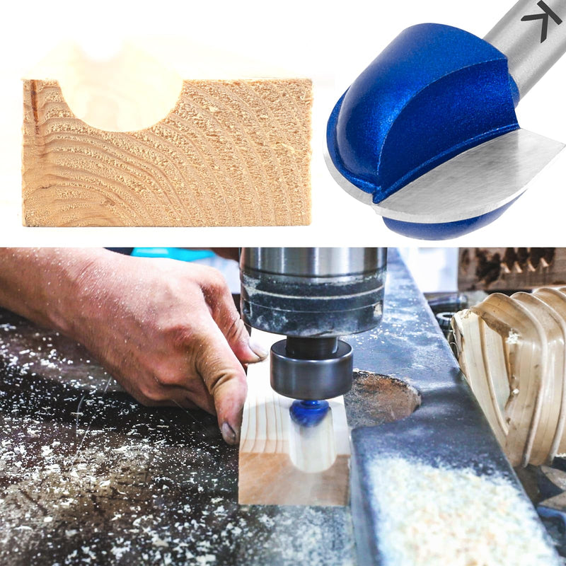 ASNOMY 7 Pieces Carbide Hollow Chamfer Cutter 8 mm Shank, Ball Cutter Wood Round Nose Core Box Woodworking Cutter - 6/8/10/12/16/20/25.4 mm 7Pcs--Ø6/8/10/12/16/20/25.4mm