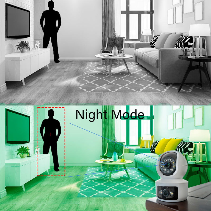 Dual Lens Security Camera - 2 Room Security Cameras WiFi - WiFi Camera Two Way - Wireless Security Cameras with Monitor - Smart Camera Lens - Video Cameras - Pet Cameras for Home - Indoor Camera WiFi