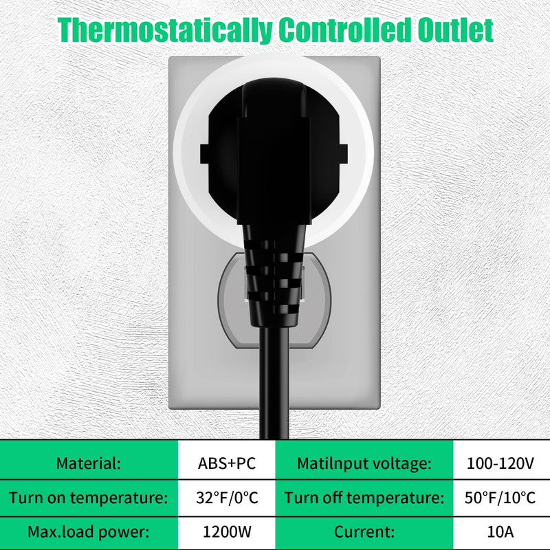 Thermostatically Controlled Outlet - On at 32°F/Off at 50 °F, Thermostat Plug Outlet, No Need to Close Manually, for Chicken Water Coop Heater Heated Water Bowl Bird Bath Deicer Roof Cable (4 Pcs) White 4Pcs