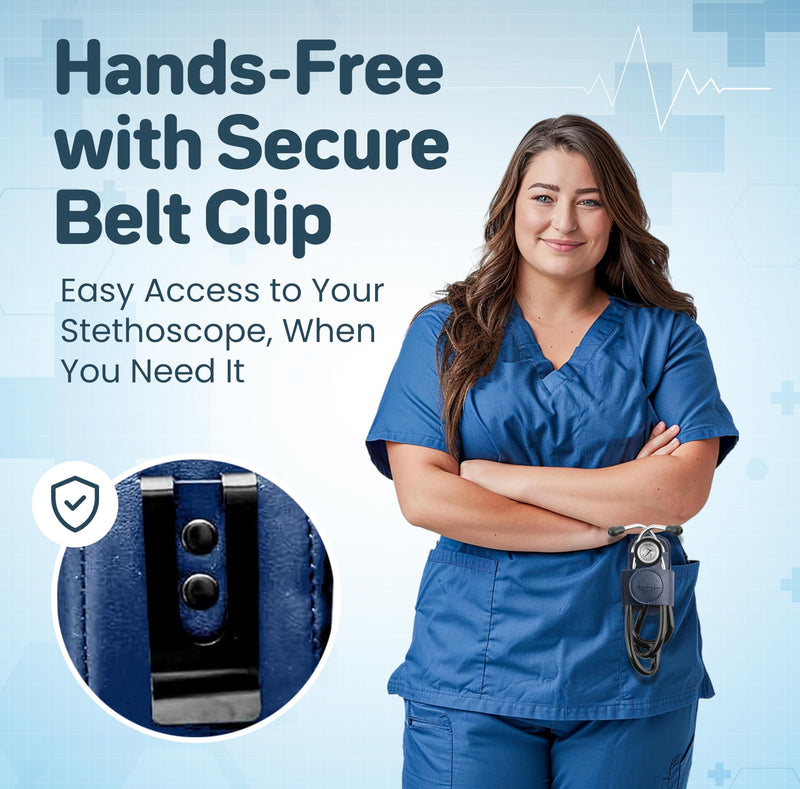 Magnetic Stethoscope Holster for 3M Littmann Stethoscope, MDF, & More. Stethoscope Holder Hip Clip Great for RN, MD, EMT, & Medical Student. (Navy Blue) Magnetic Navy Blue