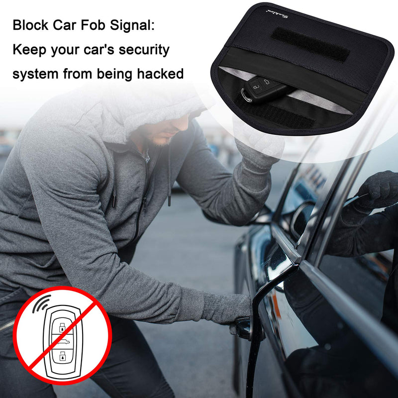 Signal Blocking Bag, Techion 2 Pack RFID Faraday Bag Shield Pouch Cage Box Wallet Case for Cell Phone and Car Key FOB, Privacy Protection, Anti-Hacking - Black