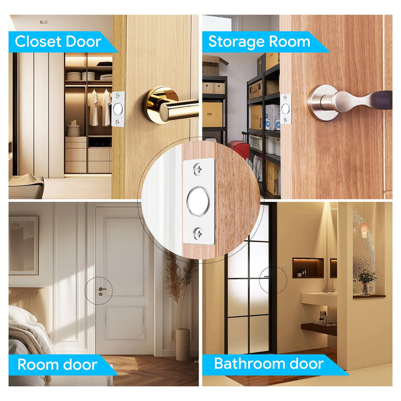 Mousike Door Ball Catch Hardware, Adjustable Hidden Magnetic Ball Catch, Stainless Steel Strike Plate with Strong Suction, Door Ball Catch Replacement for Top of Door (6 Pack, Silver) 6 Pcak - Magnetic