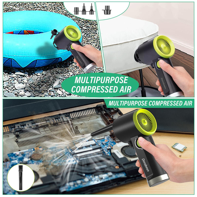 DOROBEEN Compressed Air Duster, Cordless Handheld Air Blower, Stepless Speed, 41000RPM, Portable Rechargeable Built-in Battery, Electric Air Duster for Computer Keyboard Electronics Cleaning AT07-G