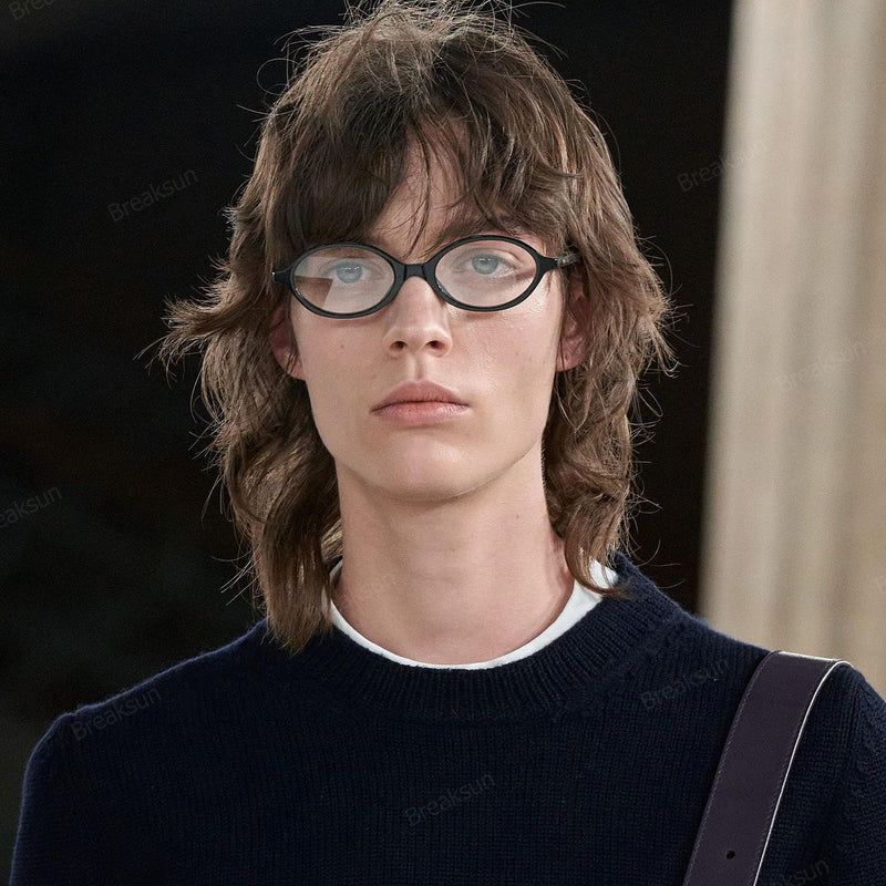 Classic Round Glasses for Women Men Retro Oval Frame Black Blue Light Glasses Small Face Nerd Eyeglasses (Black)