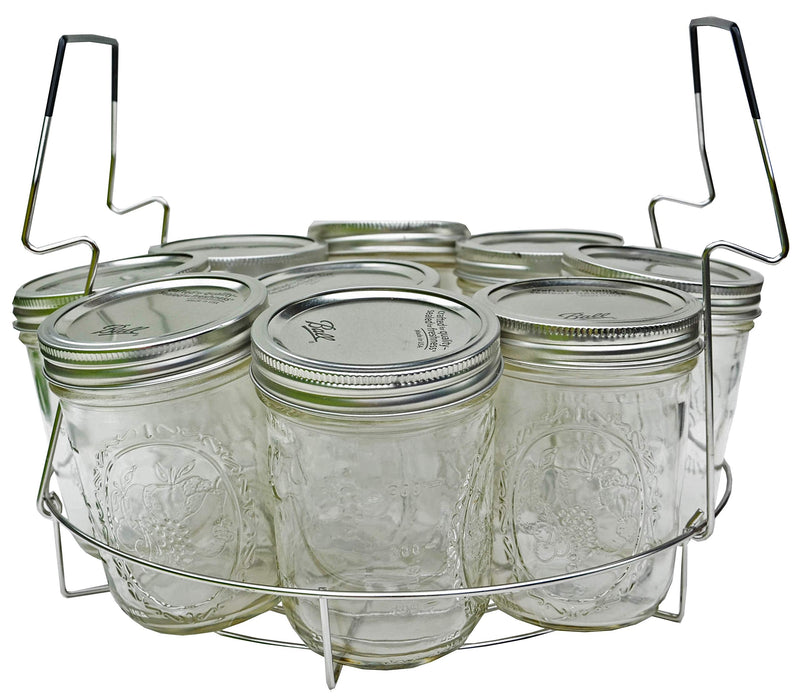 Stainless Steel Canning Rack, Contoured Comfort Grip Handles Rack, non-rusting rack - Canning becomes easy, fun and safe