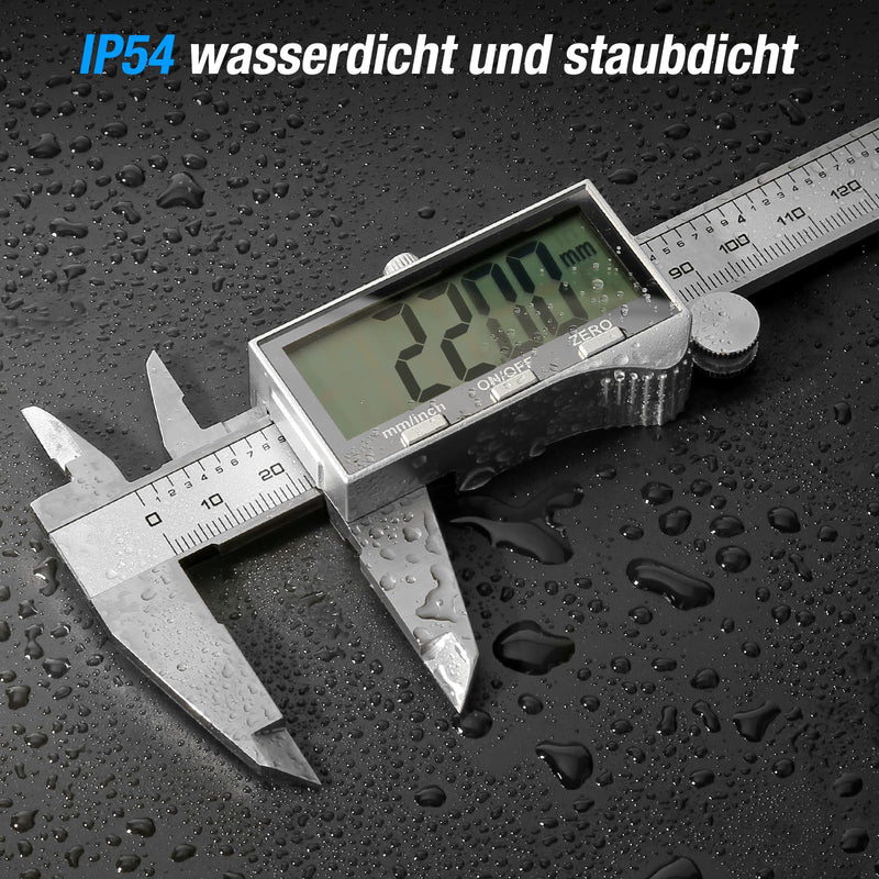 Ueznirn Digital Vernier Caliper with Large LCD Screen 150 mm | Digital calliper with splash protection and dust protection, calliper with spare battery and storage box 150mm-Silvery