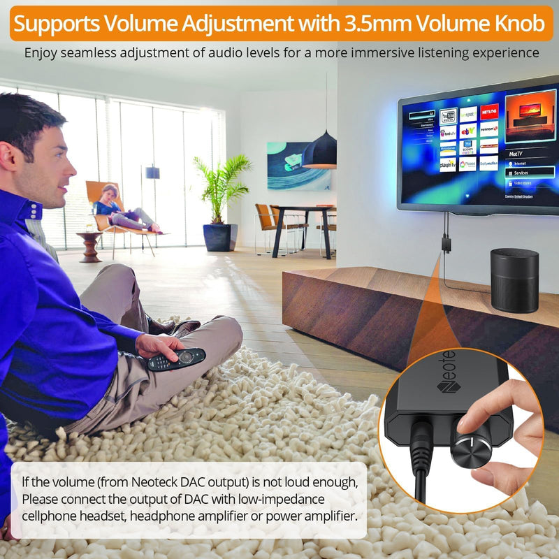 Neoteck Audio Kit: 192kHz Digital to Analog Converter & RCA to HDMI Converter, Optical to 3.5mm, Volume Adjustment, AV to HDMI Cable