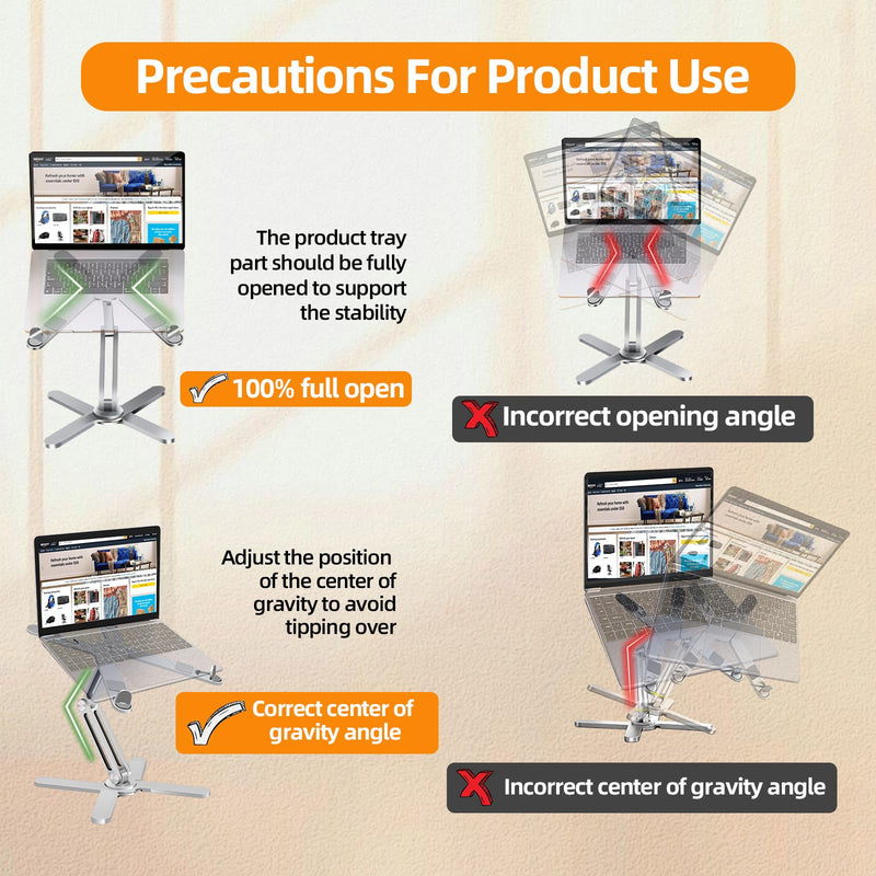 Laptop Stand with 360 Rotating Base, Computer Notebook Laptop Riser Metal Holder for Desk Collaborative Work, Fully Foldable for Easy Storage, Fits All MacBook, Laptops up to 16 inches Silver