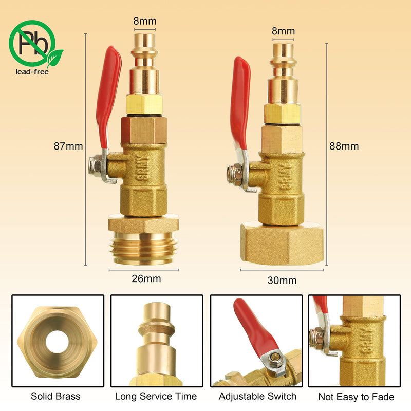 M MINGLE RV Winterize Blowout Adapter Kit 4 PCS with 1/4" Quick Connect Plug and 3/4" Garden Water Hose Threading, Winterize Quick Adapter with Ball Valve for RV Boat Camper Trailer