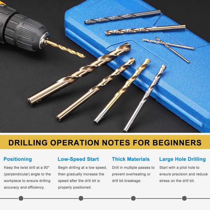PATIKIL 9mm Drill Bit, M42 8% Cobalt High-Speed Steel Jobber Straight Shank 135° Titanium Nitride (TiN) Coated for Hard Metal Stainless Steel - 6 Pack