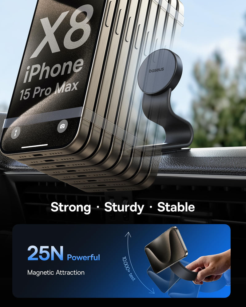 Baseus [Updated] for Magsafe Car Mount, 25N Magnetic Phone Holder for Car, Cell Phone Car Mount Compatible with iPhone 15 14 13 12 Pro Plus Max Mini, Bendable Memory Titanium Alloy for All Dashboard