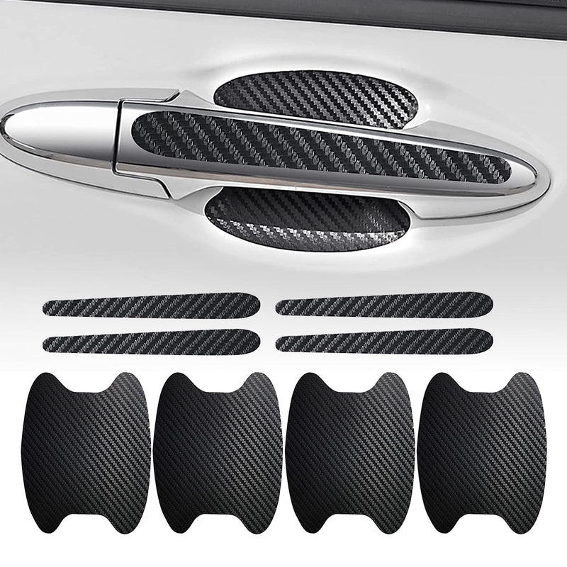 gunhunt 8 PCS Car Door Handle Scratch Protectors, Carbon Fiber Car Door Handle Cover Anti Scratch Car Stickers, Door Handle Cups Protective Film Door Bowl Sticker (Black) Carbon Fiber Black