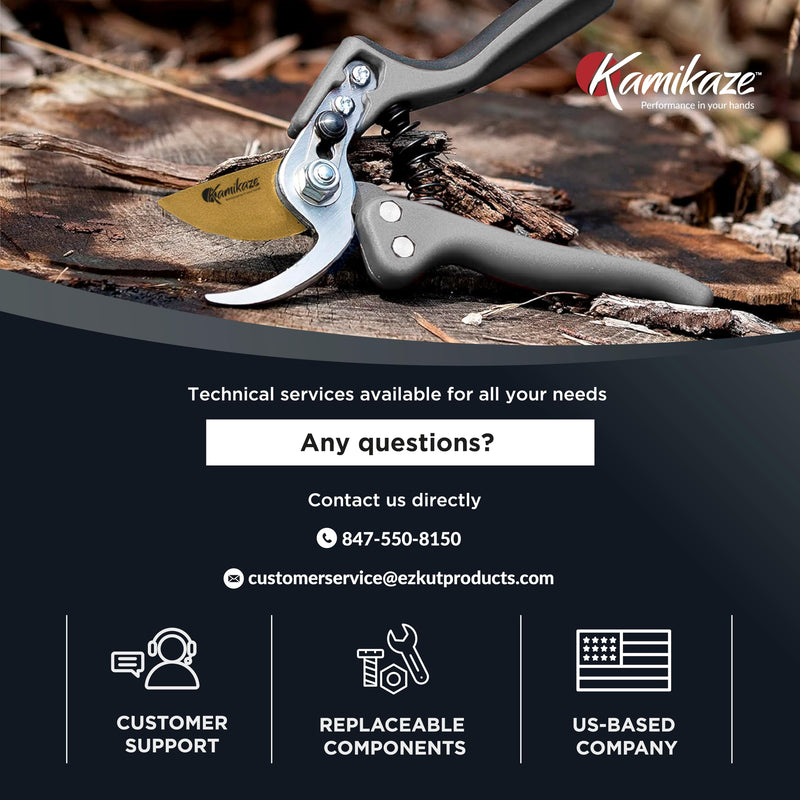 KAMIKAZE Heavy-Duty Professional Pruning Shears for Gardening, Ergonomic Comfort Handle, SK5 High-Carbon Steel Bypass Blade, Cuts Branches Up to 1 Inch, Garden Clippers for Tree and Shrub Trimming Medium Handle Bypass