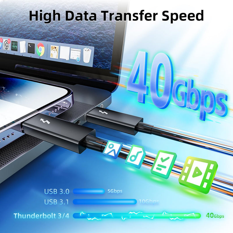 Active Thunderbolt 3 Cable 6.6ft/ 2M, USB-C to USB-C Cable with 100W Charging/ 40Gbps Data Sync and 5K/4K @60Hz, Compatible with Type-C Mac Books, iPad Pro 2021/22, Dell, Docking, SSD, Hub and more Thunderbolt 3 - 2m / 6.6ft