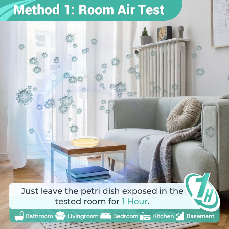Mold Test Kit for Home - 8 Simple Comprehensive Detection for Air, Surface & HVAC - Rapid Results DIY Science Lab Kit with Identification Guide