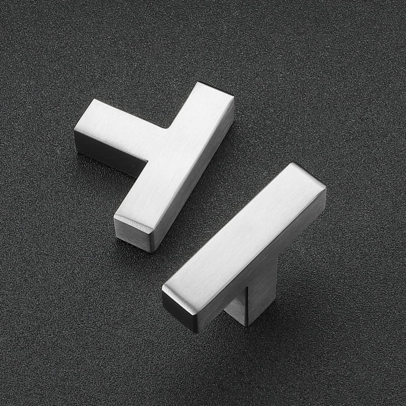 Ravinte 10 Pack Brushed Nickel Square Bar Cabinet Knobs 2 Inch Square Cabinet Handles Silver Single Hole Kitchen Cabinet Pulls | Single Hole, Stainless Steel, Easy Install, Screws Included, Rust-Resistant, Kitchen, Bathroom, Drawers, Cabinets