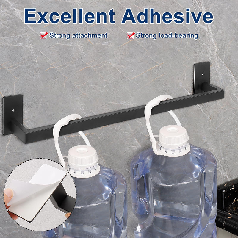NearMoon Self Adhesive Bathroom Towel Bar, Stainless Steel Square Bath Wall Shelf Rack Hanging Towel Stick On Sticky Hanger Contemporary Style, Towel Rack Wall Mounted (24 Inch, Matte Black) 24 Inch