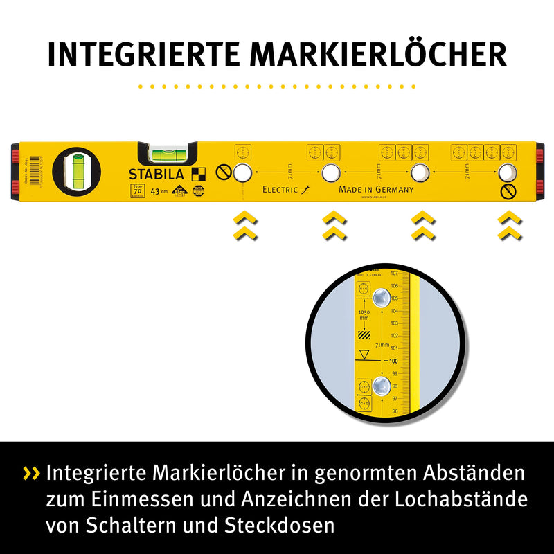 Stabila Type 70 Electric and Pocket Electric Spirit Level, WSTE70043 43 cm