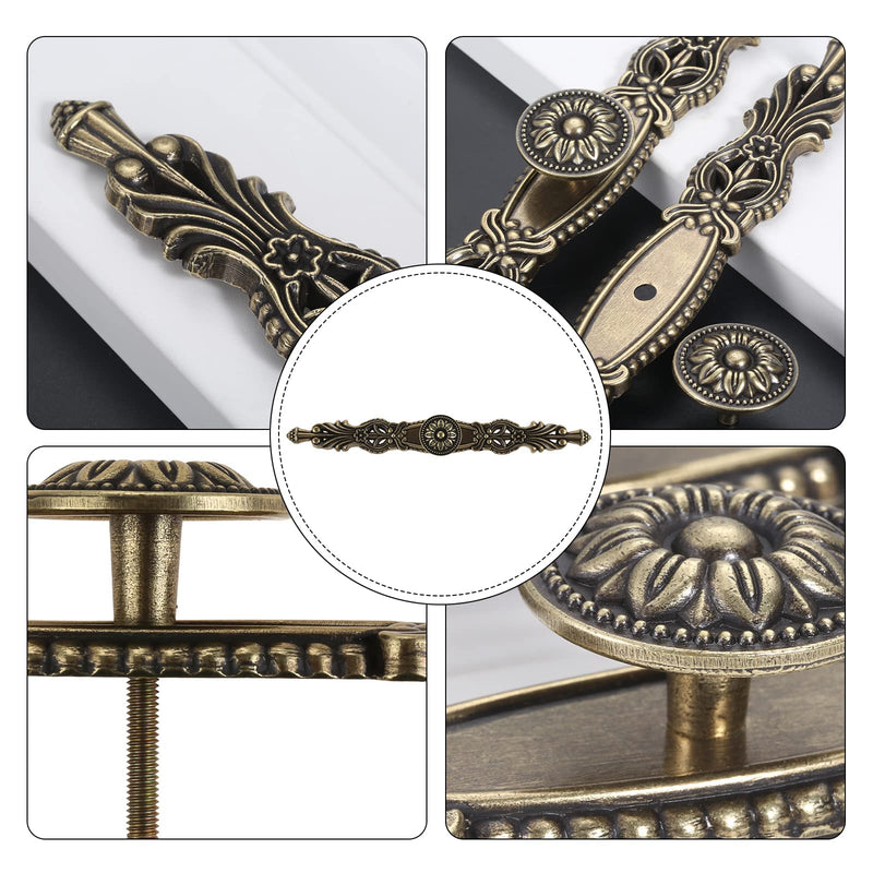 5PCS Knobs Handles with Plate, 10.2" Antique Bronze Cabinet Pulls, Vintage Knobs for Drawer Furniture Door Bedroom Kitchen Cupboard with 15 Screws 5 Pieces 5#