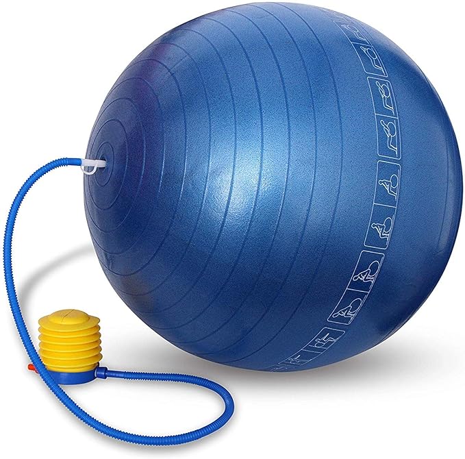 Cando 30-1800 Blue Non-Slip PVC Vinyl Inflatable Exercise Ball, 12" Diameter, 300 lbs Weight Capacity Blue (11.8")