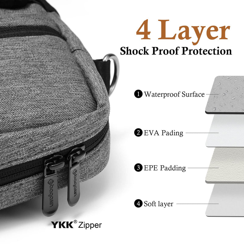 15 15.6 16 inch Laptop Computer PC Shoulder Bag Carrying Case, Water-Repellent Fabric Briefcase, Lightweight Toploader, Business Casual or School 15-16 inch Grey