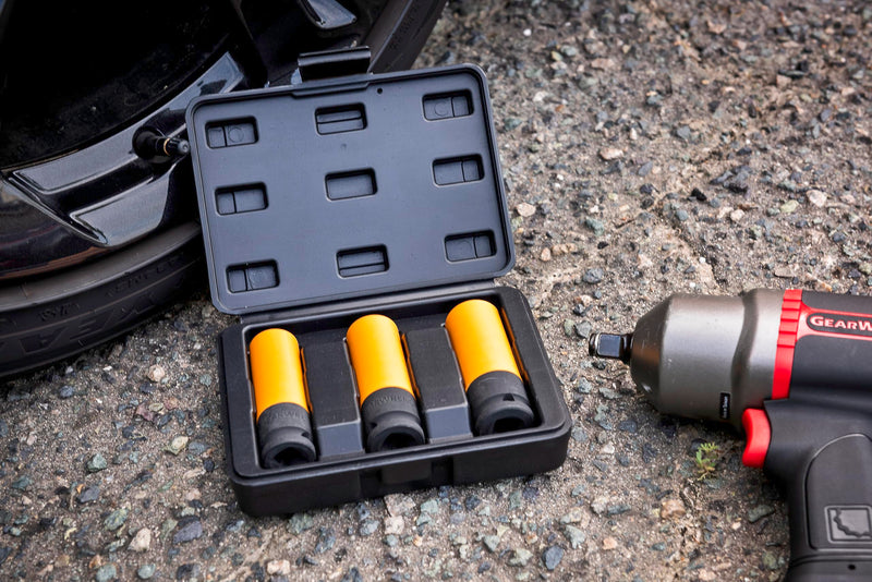 GEARWRENCH 3 Piece 1/2" Drive High-Strength Wheel Protector Impact Metric Socket Set | 84946