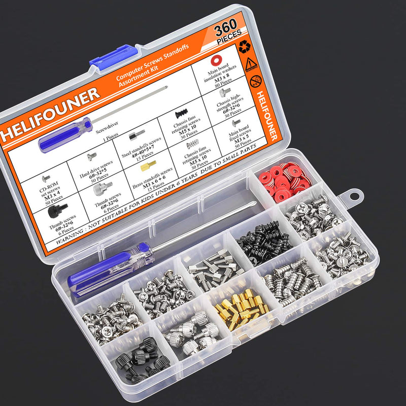 360 Pieces Computer Standoffs Screws Assortment Kit with a Screwdriver