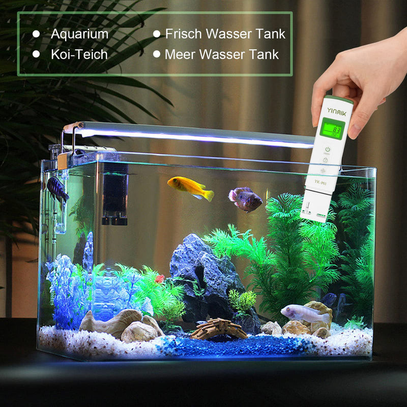 YINMIK Digital pH EC Meter 4 in 1 pH TDS Conductivity Meter | pH EC Meter Grow Conductivity pH Meter for Hydroponics Drinking Water Digital TDS pH Meter Water Green