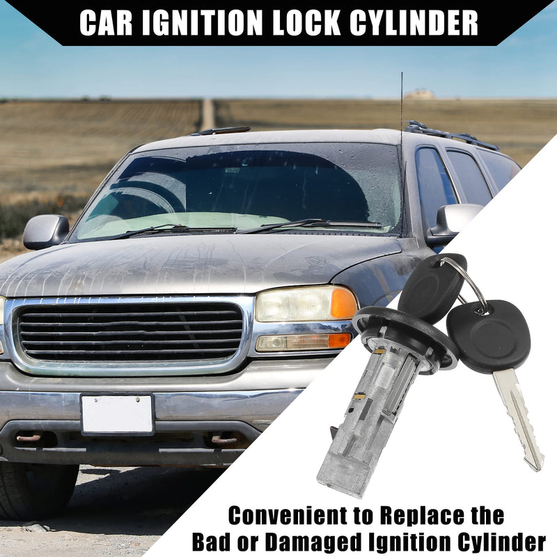 15298923 / Inner/Ignition Switch Cylinder Lock Steering Lock Cylinder/with 2 Keys for Chevy Silverado 2003-2006 for GMC Sierra 2003-2006 / Metal / 1 Set/Silver Tone