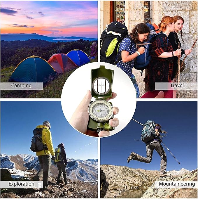 SE Military Lensatic and Prismatic Sighting Survival Emergency Compass with Pouch - CC4580