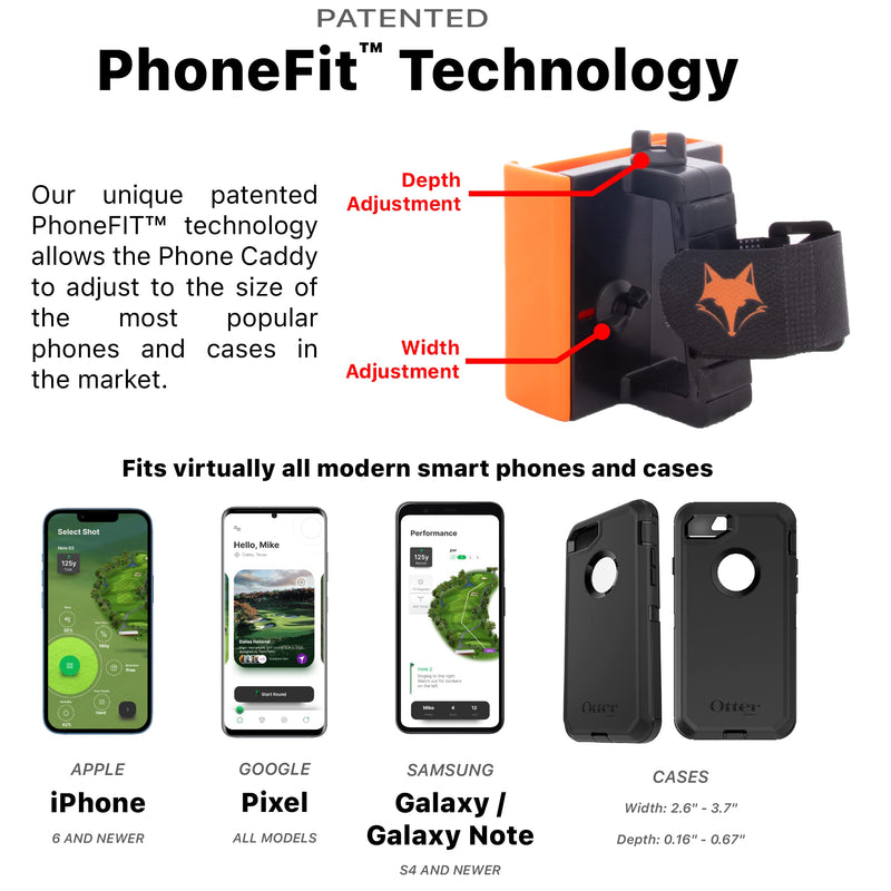 Phone Caddy + Cigar Holder - The best phone and cigar holder for golf - Fits all popular smart phones cigars (Black) Black