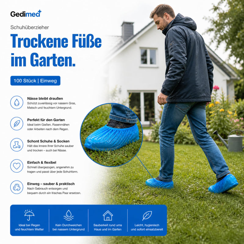 3 g CPE Shoe Covers Disposable Strong Blue CPE Overshoes Rain Cover Shoe Waterproof Latex Free Shoe Protection Shoe Cover Construction Medicine Hygiene 1/10/20 Pack