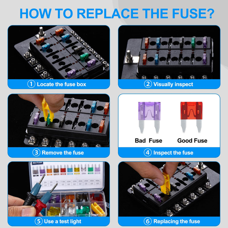 120 Pieces Mini Fuse Kit, Car Fuses Assortment Kit-Fuse Kit-Mini Fuses(2A/3A/5A/7.5A/10A/15A/20A/25A/30A/35A), Fuses Automotive kit for RV, Automotive, Trucks, Motorcycle, Camper, SUV