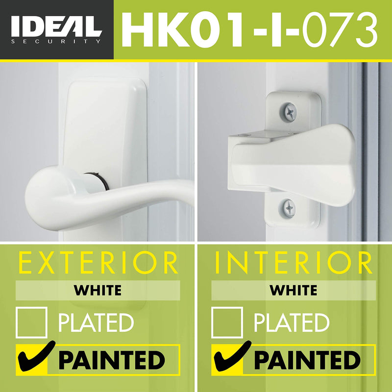 Ideal Security GL Door Lever Set with Keyed Deadbolt Lock for Storm and Screen Doors, White (4-Piece Set) 4-piece set