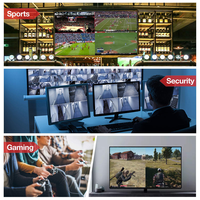 4 Ports Quad HDMI Multi-Viewer/Screen Divider/Switch | 1080p @ 60Hz | 5 Viewing Modes 4-Channel