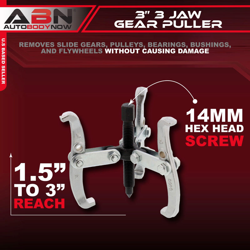 ABN 3in 3-Jaw Gear Puller – Gear Removal Tool for Slide Gears, Pulley, and Flywheel 3" Inch