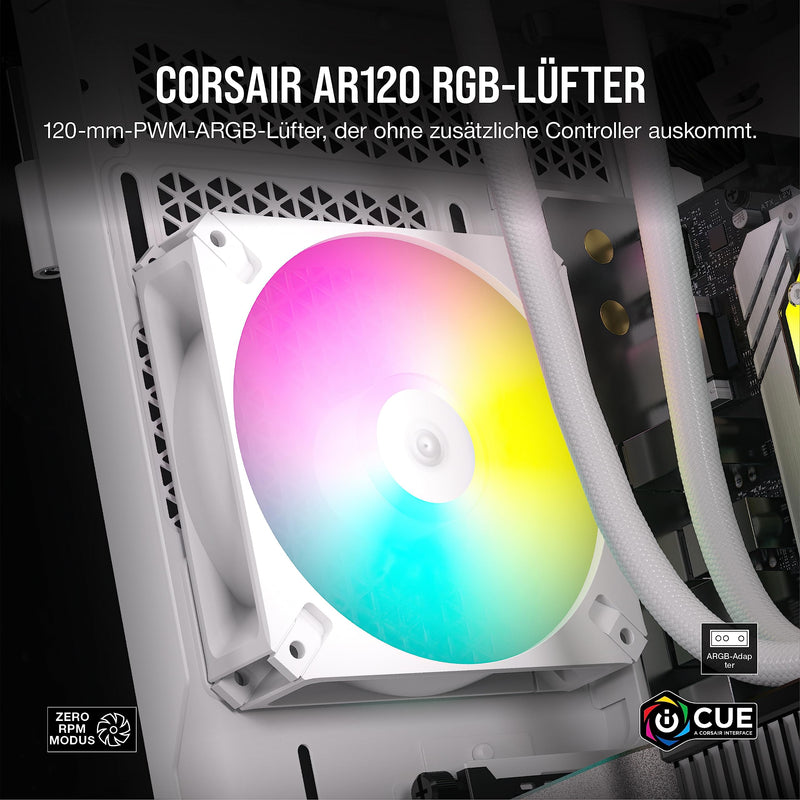 Corsair iCUE AR120 RGB Digital 120mm ARGB Compatible Fan Triple Pack - White Triple (120mm) White