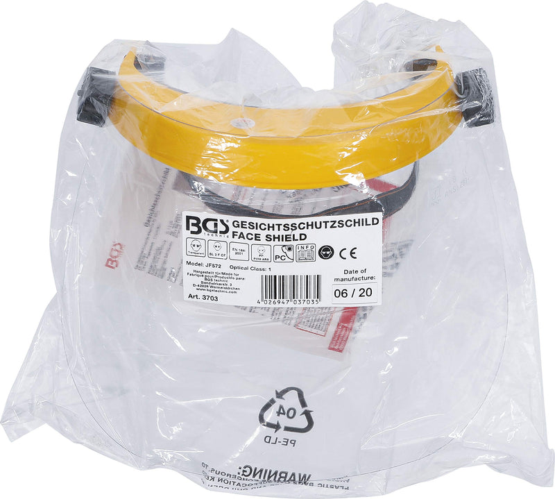 BGS 3703 | Face shield | transparent | according to EN 166 | Face shield, visor, eye protection, face shield