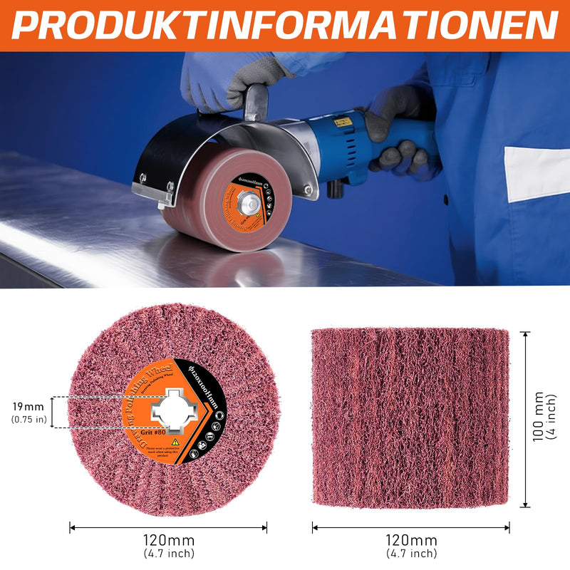 Sanding Rollers for Satin Machine, 80 Grit Sanding Sleeves for Sanding Roller, Sanding Roller Brush for Satin Machine Wood for Metal, Stone Surfaces, Renovated, Satin Pattern - 120 x 100 mm sanding rollers 80 grit