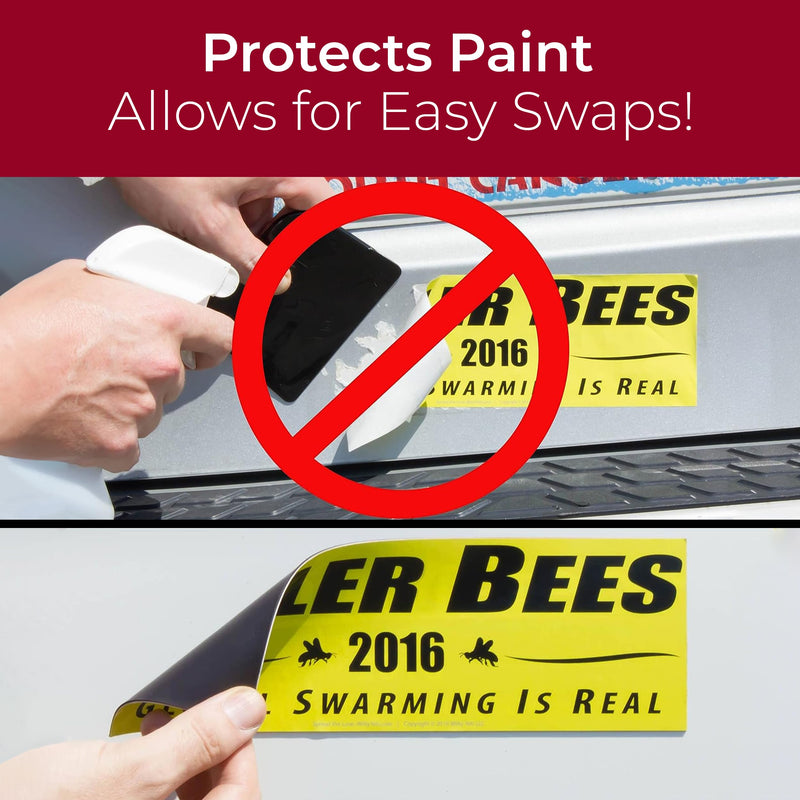 Cut-to-Size Bumper Sticker Magnetizer 2 Pack: Turn Any Decal Into a Strong Magnet. Durable & Weatherproof Magnetic Strip Protects Paint & Allows for Easy Swaps. Flexible 4x12 Sheet Guaranteed to Stick