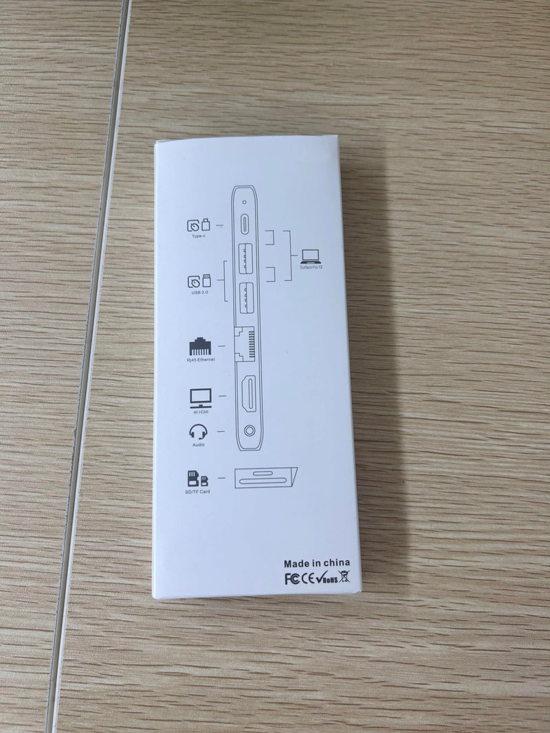 Surface Pro 12 2025 Hub USB C, Surface Pro 12 Hdmi Adapter with 4K HDMI, Thunerbolt 4 (8K Video+Data+100W PD), 2*USB 3.0, 3.5mm Audio, 1 * 100M Ethernet、SD/TF, Hub for Surface Pro 12 inch (2025) Slivery