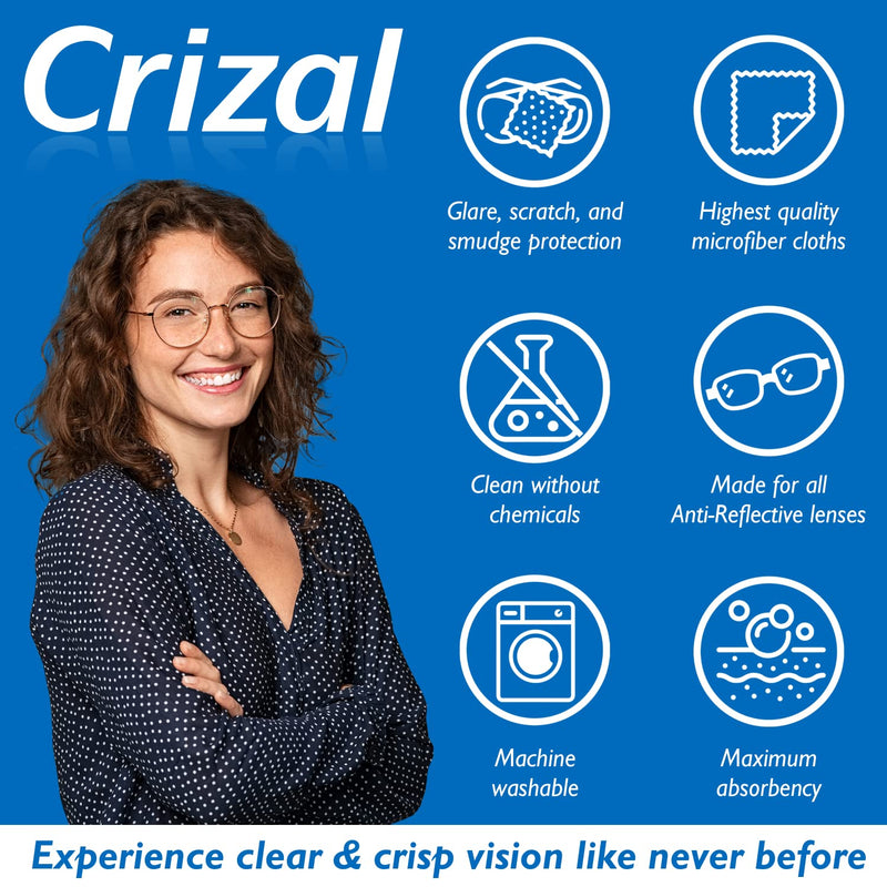 Crizal Microfiber Cleaning Cloth for Glasses, 12 Pack | The Best Microfiber Cleaning Clothes Anti Reflective Coated Lenses and Eyeglasses Lenses
