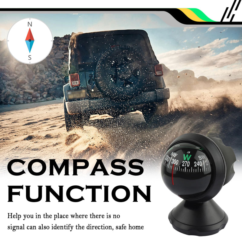 Compass for Car with Bottom Stick Car Compass Ball,Adjustible and Night Vision Car Compass Dashboard for Find Direction,Universal Car Accessories for Boat Car Truck SUV