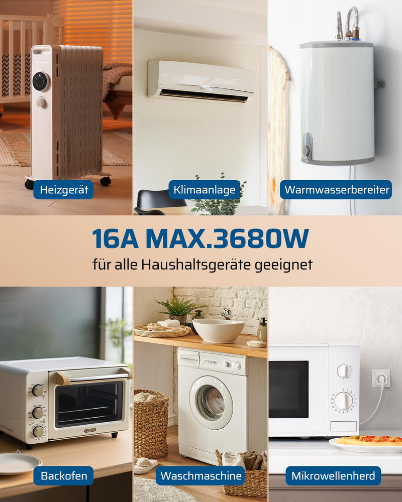 DEWENWILS wireless sockets with remote control, 16A 3680W, plug-in on/off wireless wall switch, no cable required, expandable light switch for holiday decoration, 30M range, pre-programmed, white