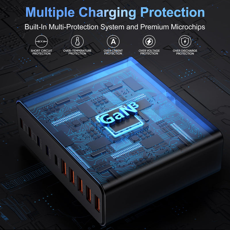 380W USB C Charger,10-Port USB C Charging Station GaN III Fast Charging Station Hub Laptop Adapter for MacBook Pro/Air,iPad,iPhone,Dell XPS,Samsung Galaxy(Black)